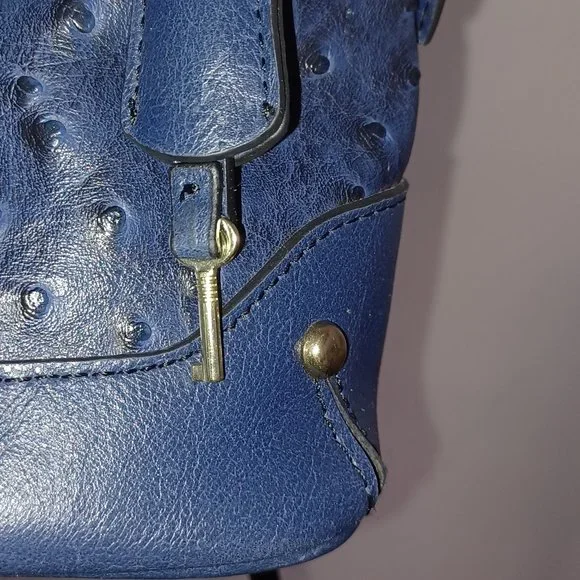 London Fog Navy Blue Handbag Lock and Key Satchel - Picture 3 of 5